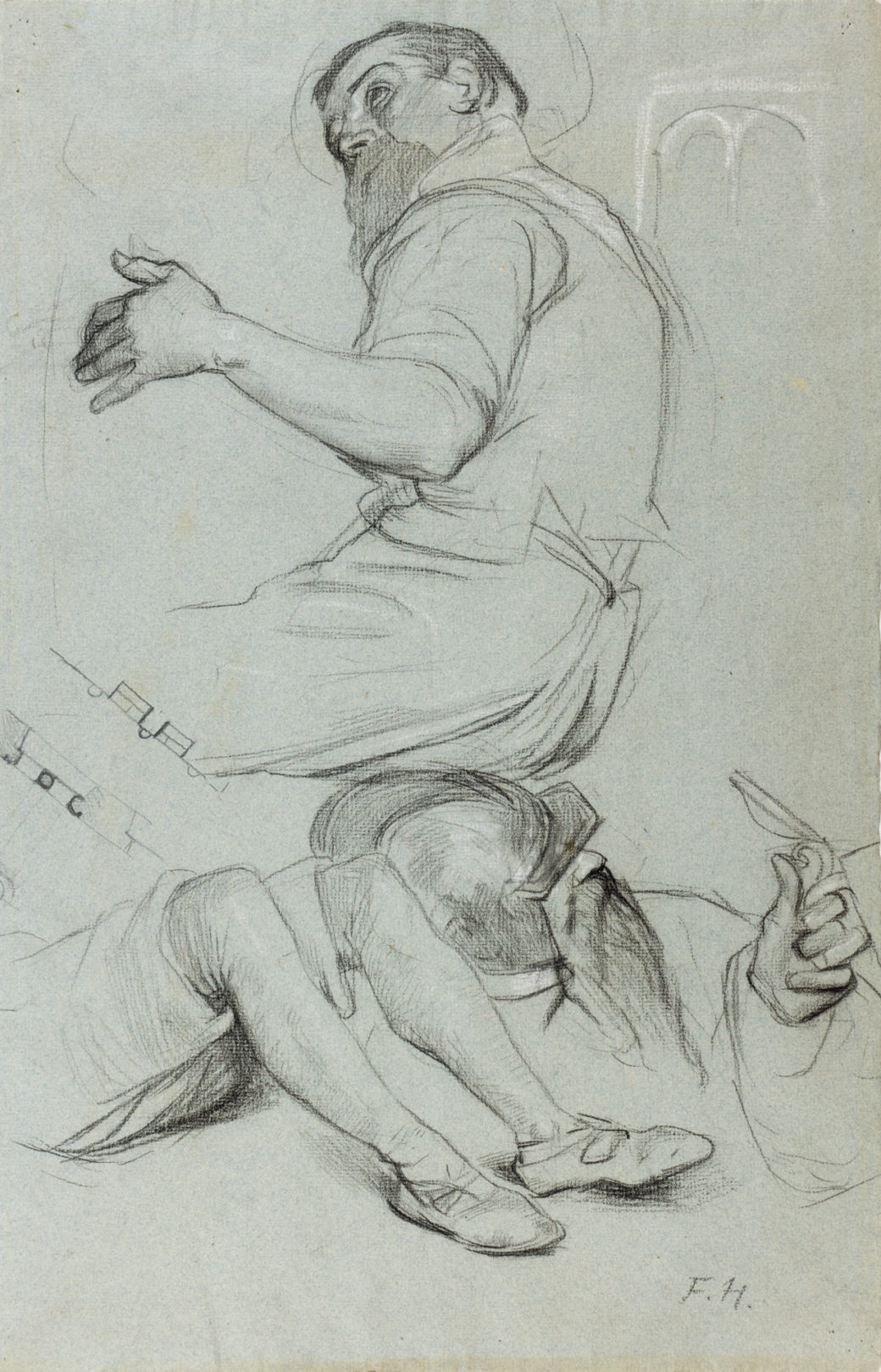 Studie eines bärtigen Mannes und Kopfstudie eines Soldaten